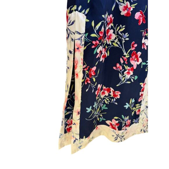 Oscar de la Renta Pink Label Floral Maxi Dress S/M Satin Trim Lounge Gown Luxury - Picture 6 of 11